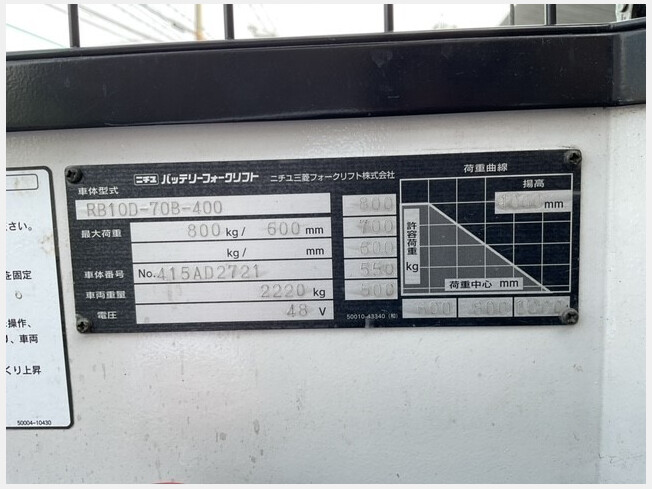 NICHIYU RB10D-70B-400 (Forklifts) at Osaka, Japan | Buy used Japanese  construction equipment, heavy equipment, trucks and farm  machineries:BIGLEMON | Item ID：110371