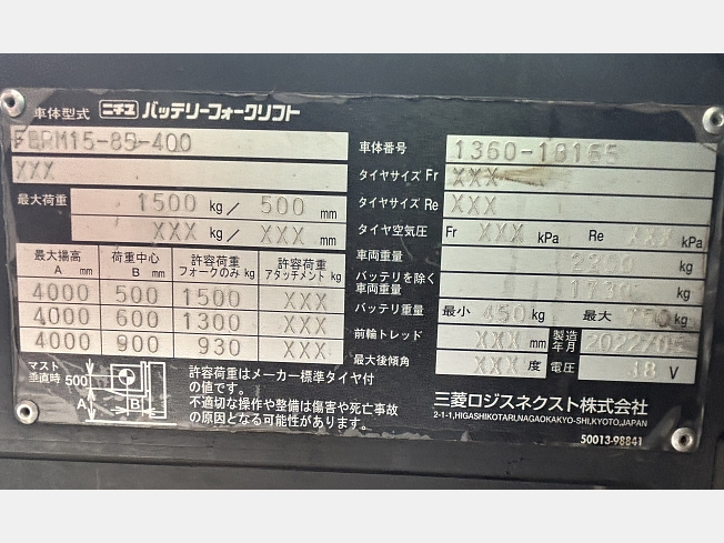 ニチユ FBRM15-85-400 | 埼玉県のフォークリフト | BIGLEMON（ビッグ